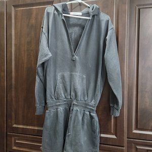 Free People Beach Hooded Romper Black Small